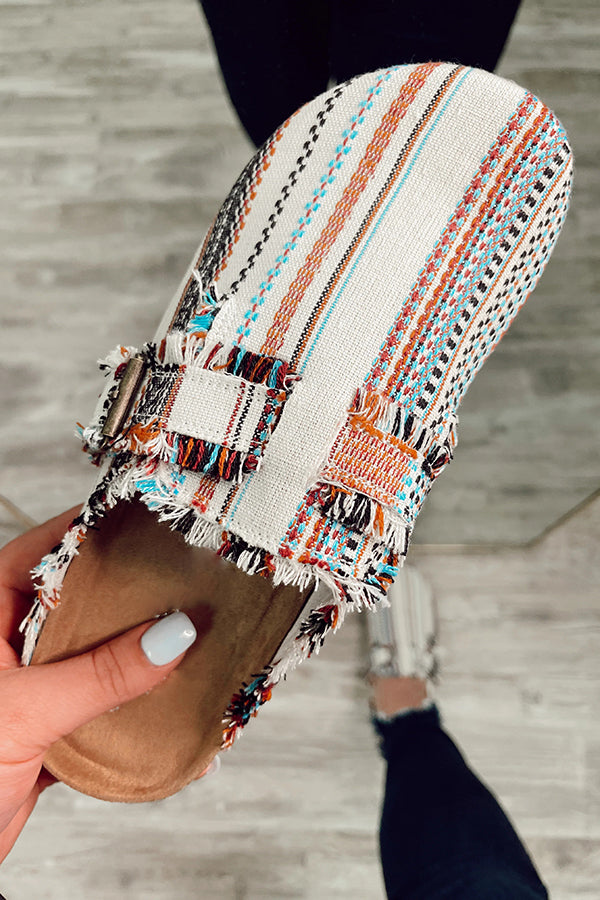 Printed Raw Edge Casual Slip-On Shoes for Vacation
