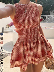 Women's Casual Fashion Sleeveless Short Dress, Perfect for Daily Wear, Ladies' Comfortable and Stylish Summer Clothing
