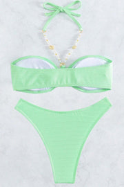 Solid Color Halter Bikini Set – Two-Piece Swimsuit