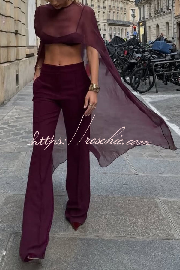 Mesh See-Through Maxi Cover-Up Shawl Cape