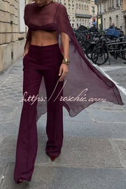 Mesh See-Through Maxi Cover-Up Shawl Cape