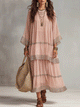 Blød pink chiffon maxi-kjole med fladrende ærmer
