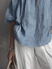 Women's Relaxed Fit Striped Long Sleeve Blouse
