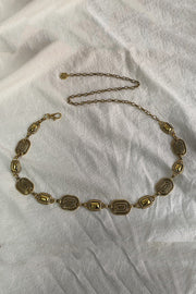 Retro Geometric Metal Waist Chain – Gold & Silver