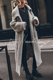 Chunky Knit Oversized Midi Cardigan with Pockets