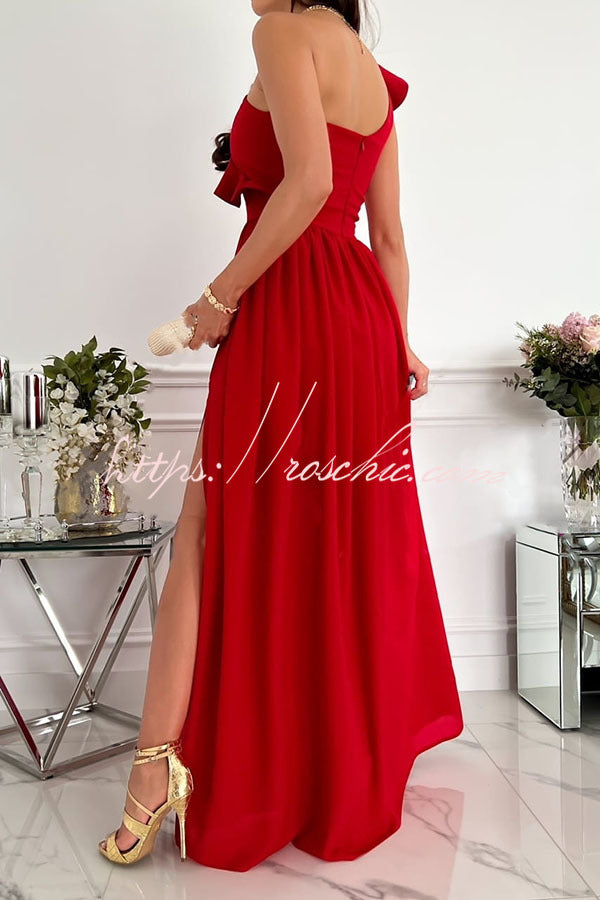 Ruffle One Shoulder Maxi Dress – Loose Fit Party Style