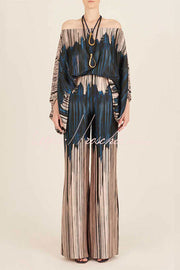 Satin Off Shoulder Dolman Sleeve Top & Wide Leg Pants Set