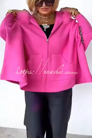 Women's Knit Hooded Cardigan – Loose Fit Long Sleeve Zip-Up