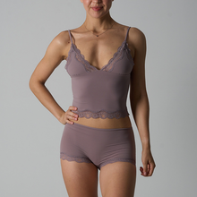 Duniii Lace Trim Crop Cami & Shorts Set