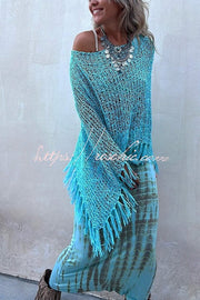 Hollow Out Tassel Knit Cover-Up Top | Batwing Sleeve