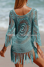Knit Cutout Cover Up | Crew Neck Beach Cover-Up