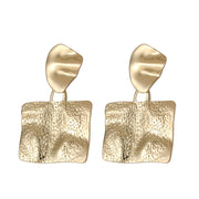 Personalized Hammered Square Metal Earrings with Embossed Detail