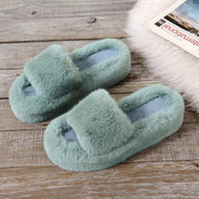 Pantoufles en peluche à semelle épaisse pour femmes – Chaussures de maison coupe ample