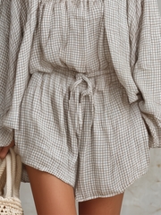 Textured Check Lounge Set – Relaxed Two-Piece Pants Set