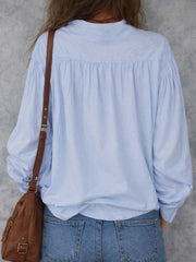 Women's Cotton Long Sleeve Blouse with Ruffle Cuffs