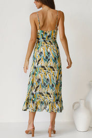 Colorful Printed Midi Dress – Sleeveless Vacation Style