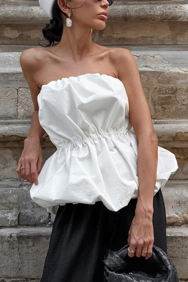 Off-Shoulder Strapless Top with Elastic Waist | Vacation Style