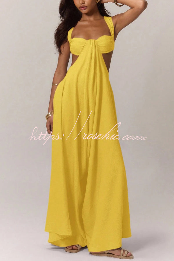 Women's Wide-Leg Jumpsuit – Square Neck Sleeveless Loose Fit