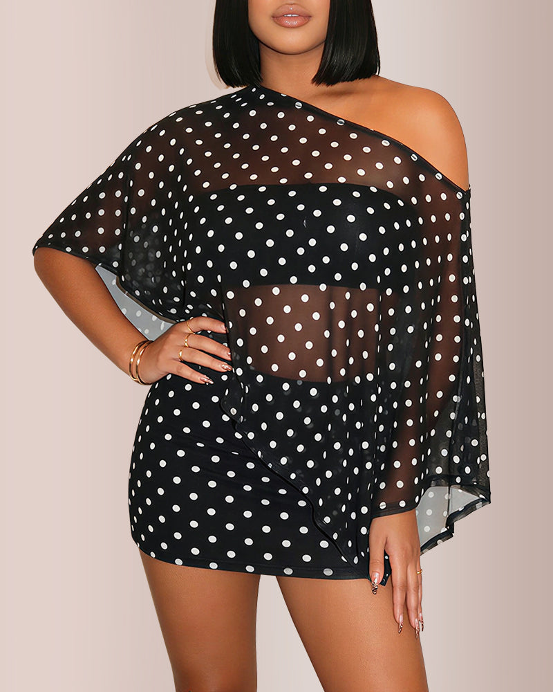 Sheer Asymmetrical Two-Piece Set