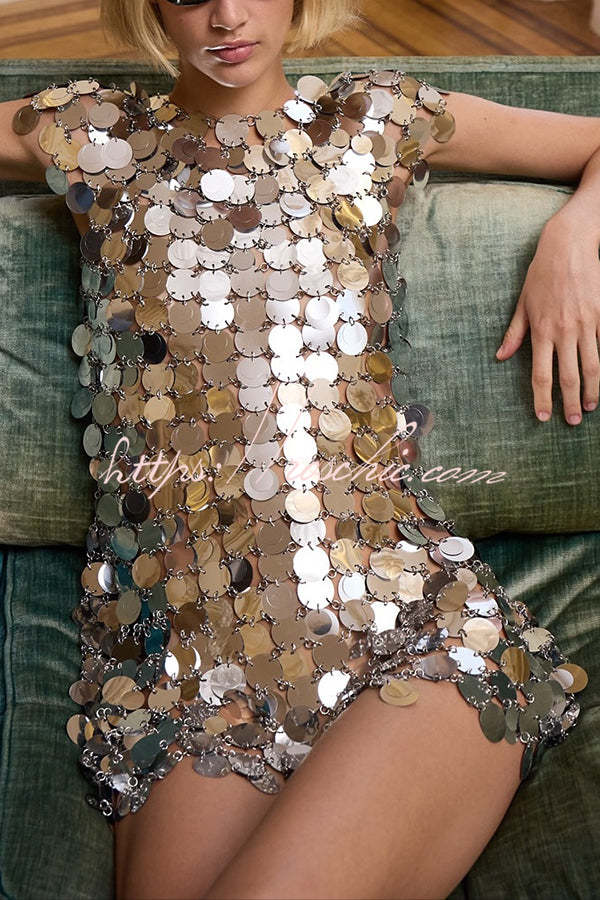 Sequin Cutout Mini Dress – Short Sleeve Party Dress