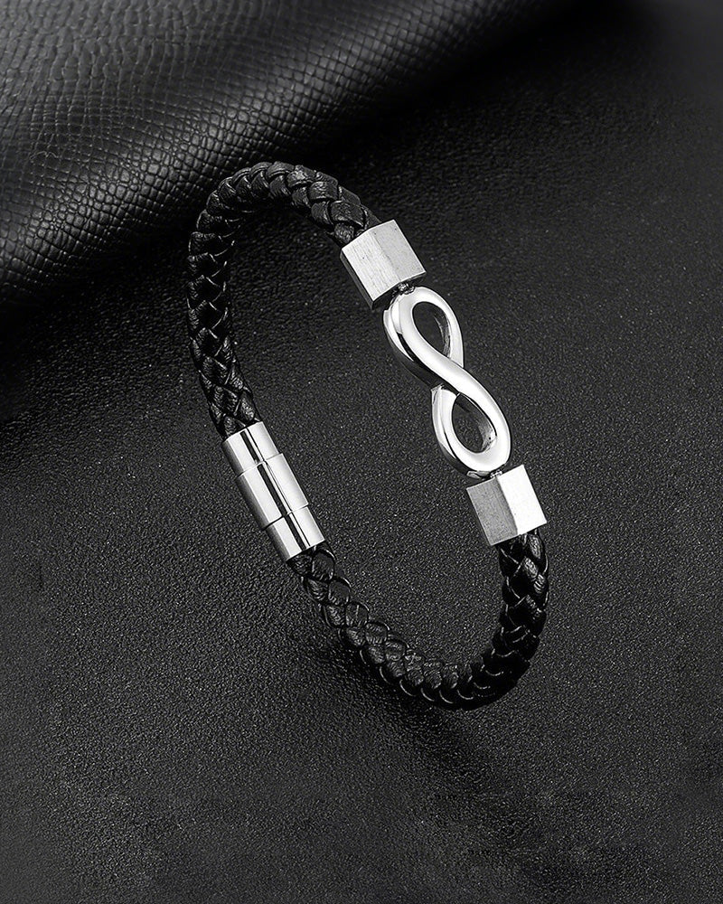 Men's Braided Leather Bracelet with Gift Box