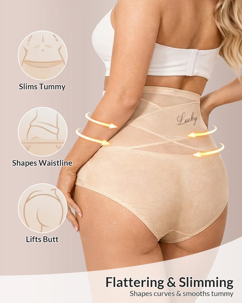 High-Waist Tummy Control Panties with Breathable Mesh