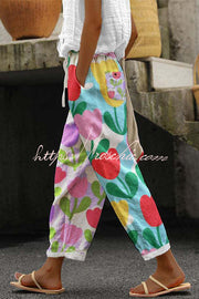 Women's Printed Loose-Fit Casual Pants with Pockets