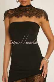 Lace Strapless Slim-Fit Mini Dress for Parties
