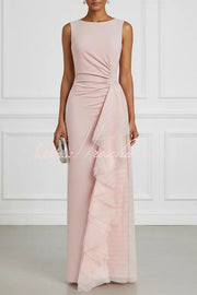 Asymmetric Pleated Strapless Maxi Dress – Loose Fit
