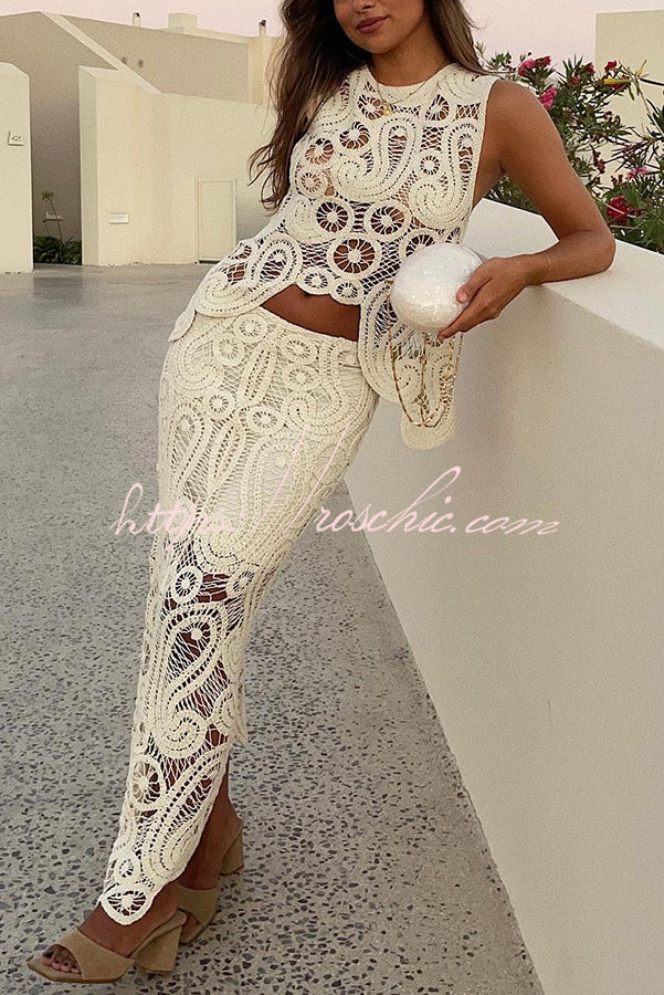 Crochet Lace Tank Top with Irregular Hem | Loose Boho Fit