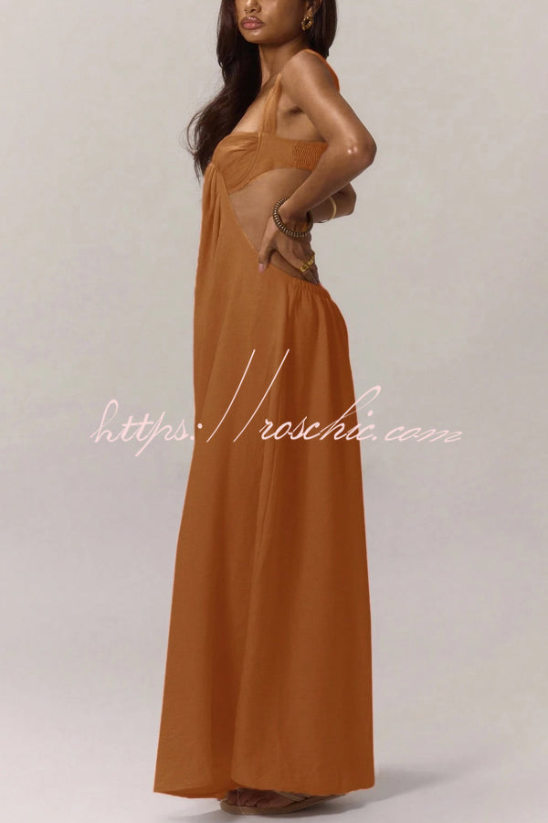 Women's Wide-Leg Jumpsuit – Square Neck Sleeveless Loose Fit