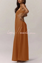 Women's Wide-Leg Jumpsuit – Square Neck Sleeveless Loose Fit