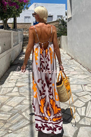 Ethnic Printed Loose Sleeveless Cami Maxi Dress