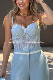 Floral Lace Sweetheart Corset Tank Top – Slim Fit