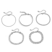 Personalized Rhinestone Geometric Bracelet Set – Gold & Silver
