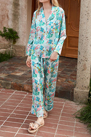 Underwater Print Long Sleeve Two-Piece Set – Loose Fit