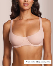 Underwire Seamless Balconette Bra with Wide Straps
