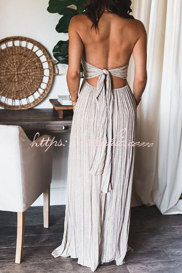 Deep Sea Printed Halter Maxi Dress – Lightweight Vacation