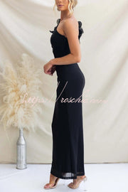 One-Shoulder Mesh Maxi Dress – Slim Fit Party Dress