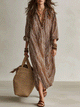 Bohemian Chevron Print Kakaobrun Maxikjole