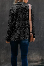 Women's Long Sleeve Sequin Blazer with Lapel