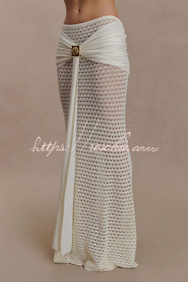 Knit Crop Top & Maxi Skirt Set with Hardware Detail