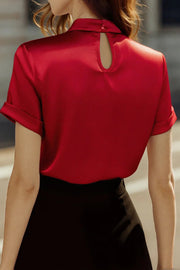 Chemise à manches courtes ajourée en satin – Haut de bureau coupe ample
