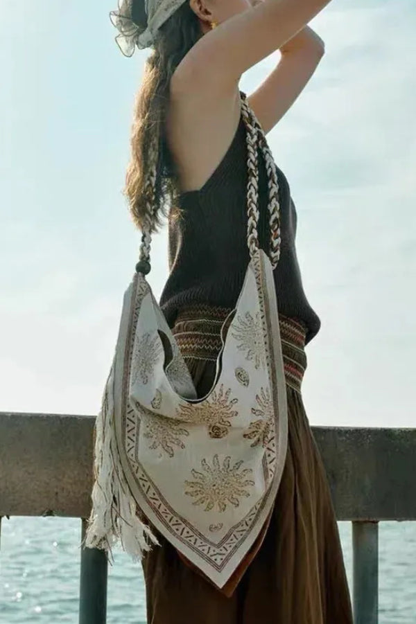 Bohemian Tassel Crossbody Bag – Printed Vacation Bag