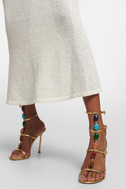 Stiletto High Heel Pearl Open Toe Buckle Sandals