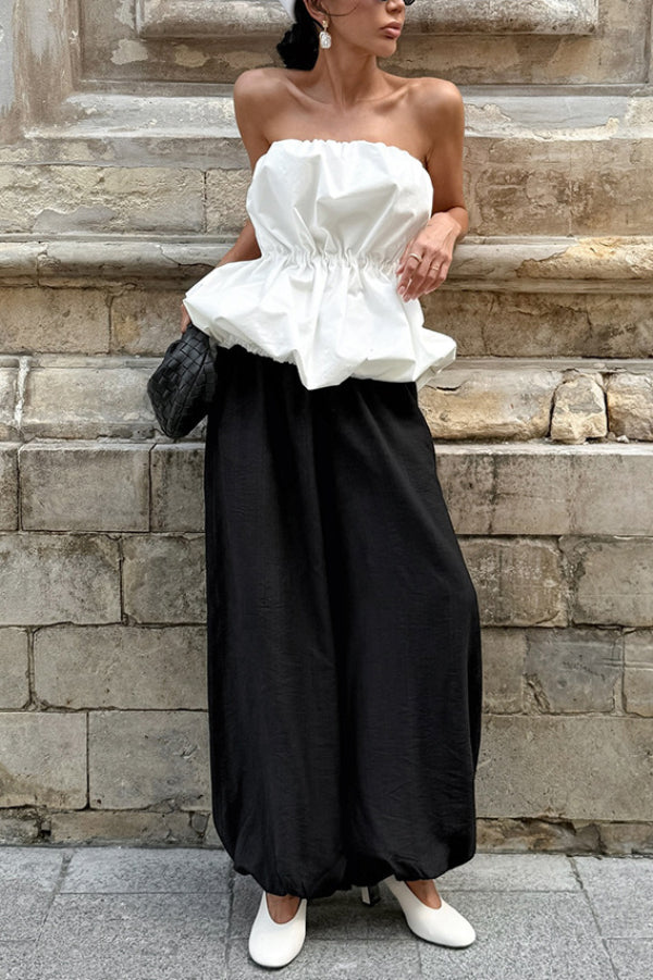 Off-Shoulder Strapless Top with Elastic Waist | Vacation Style