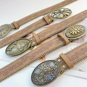 Retro Carved Faux Leather Belt – Brown, 3.8cm Wide