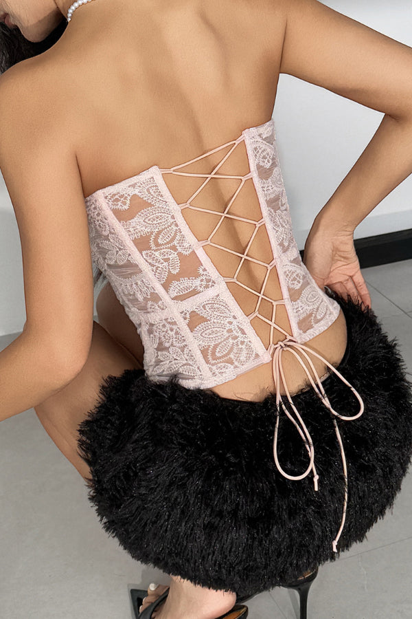 Embroidered Fishbone Strapless Tube Top | Party Wear