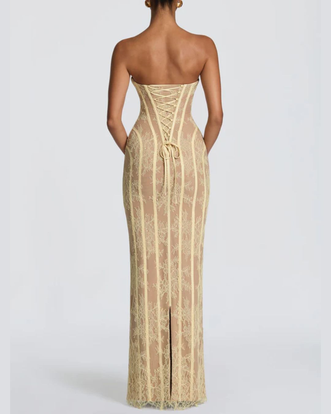 Lace Strapless Bodycon Maxi Dress
