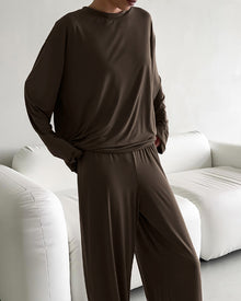 Duniii Modal Long Sleeve Top & Wide-Leg Pants Pajama Set
